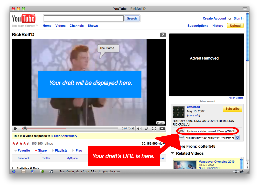 YouTube URL Location